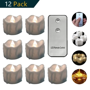 

12PCS Halloween party decoration 3 colors Flickering Candle Tea white light yellow warm warm yellow light candle White