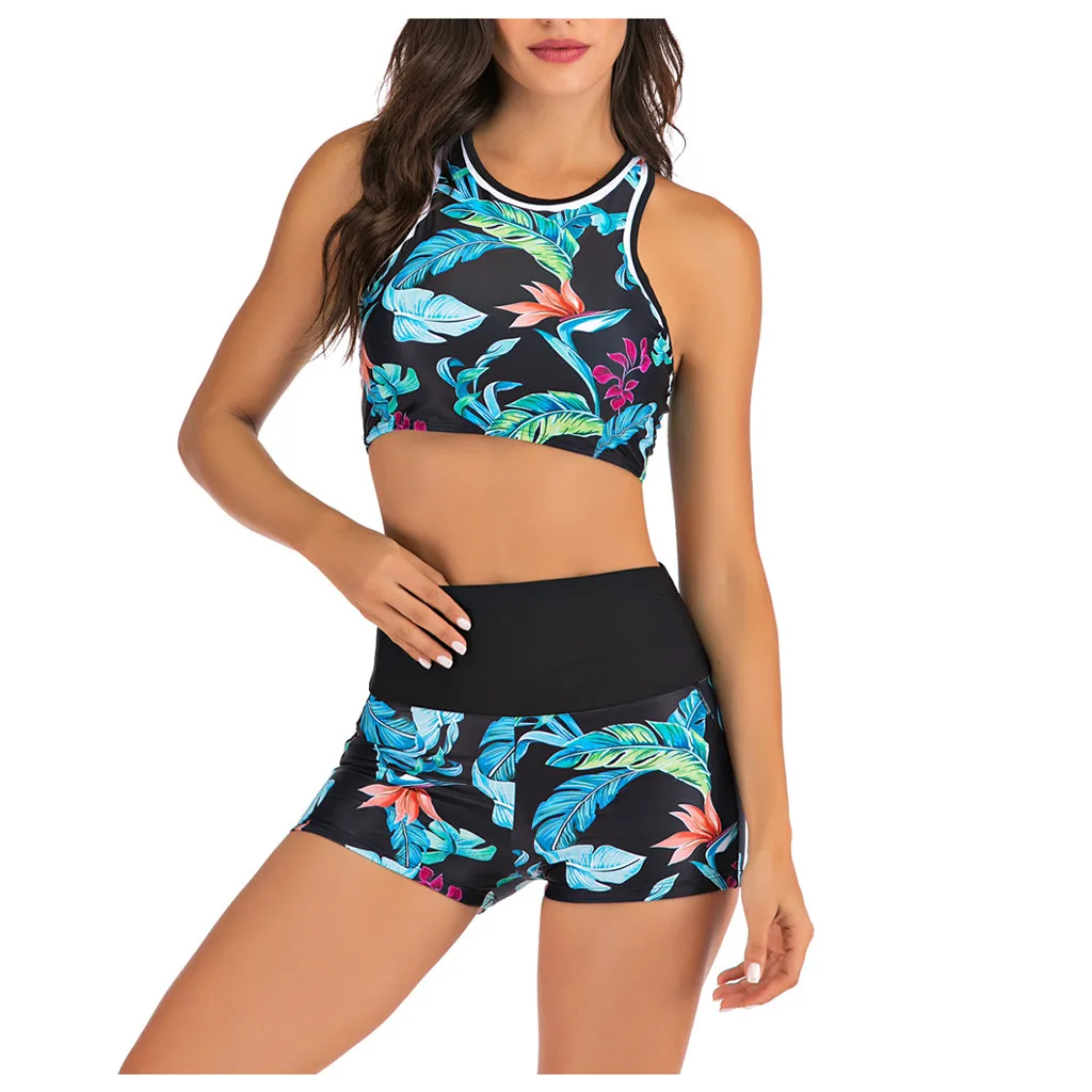 Women Print Tube up Two Pieces Bikini Push-Up Swimsuit Swimwear Beachwear Push Up Solid Bathing Suit Swiming |