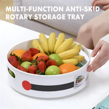 

Plastic 360 rotation storage Rack Multi-Function Anti-Skid Storage Tray Kitchen Food Storage Container 20f14
