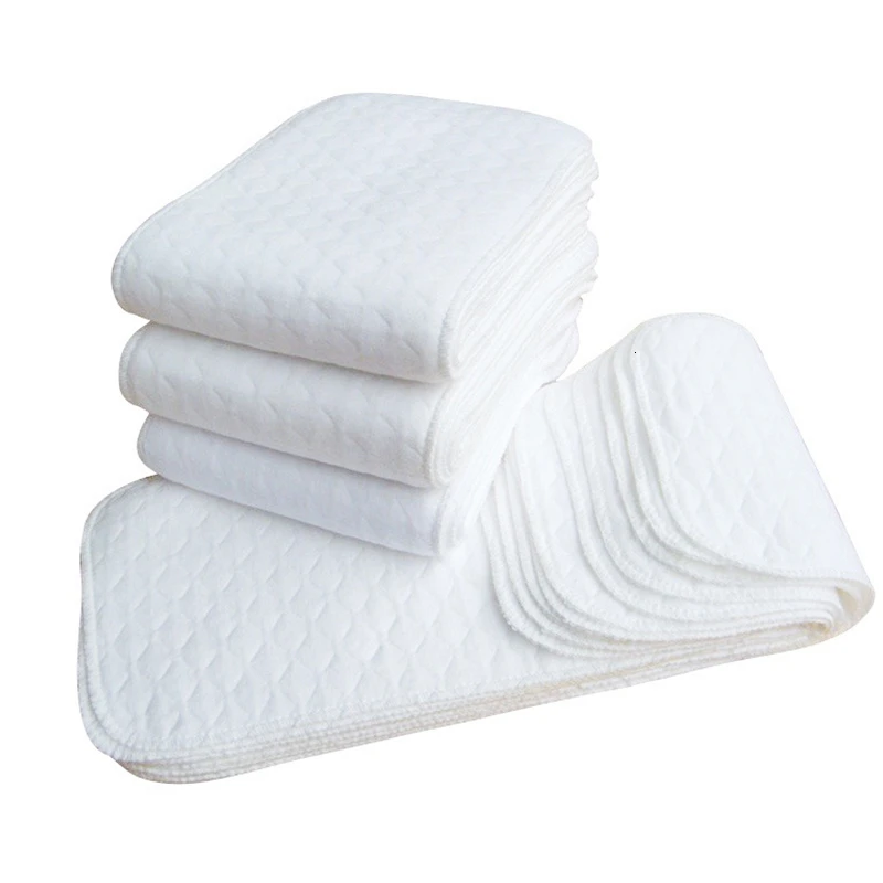 Хлопковый подгузник для новорожденных Многоразовые детские подгузники Бумага 3 слоя для младенцев тканевые подгузники вкладыши для подгузников, вставка для бутербродов 10 шт./лот