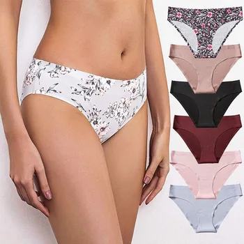 

Plus Size Women's Panties Floral Seamless Panties Flower Underwear Female Underpants Solid Color Panties S-XL Intimates Lingerie