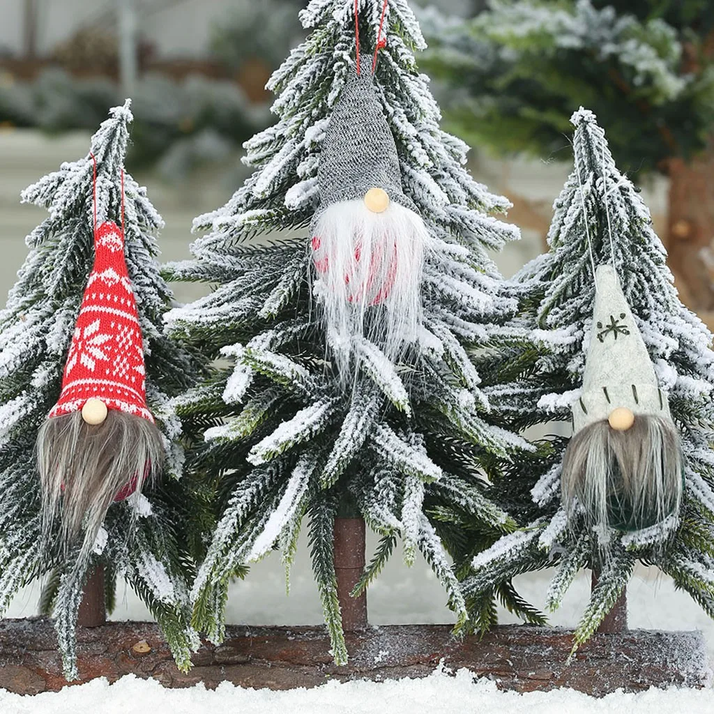 Рождественский Безликий гном Санта Рождественская елка подвесное украшение кукла украшение без лица кукла подвеска новогодний декор мишура
