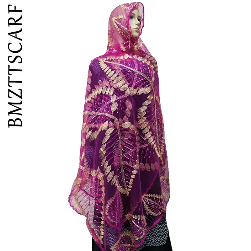 BM259! Африканские женские шарфики, новинка, мусульманский женский шарф из тюли с вышивкой, стразы, красивый большой шарф для шалей