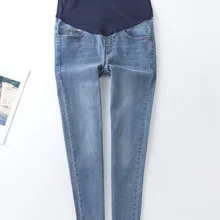 0252 #9/10 comprimento estiramento lavado denim jeans maternidade verão moda lápis calças roupas para grávidas calças de gravidez