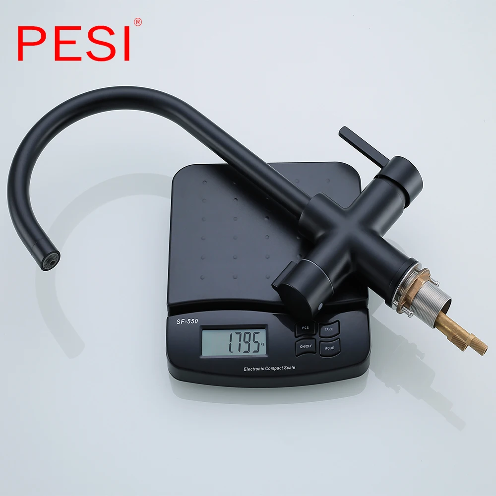 Black bending Drinking Water Purification Tap Kitchen sink mixer 360 Degree Rotation with Filtered Water Kitchen Faucet.