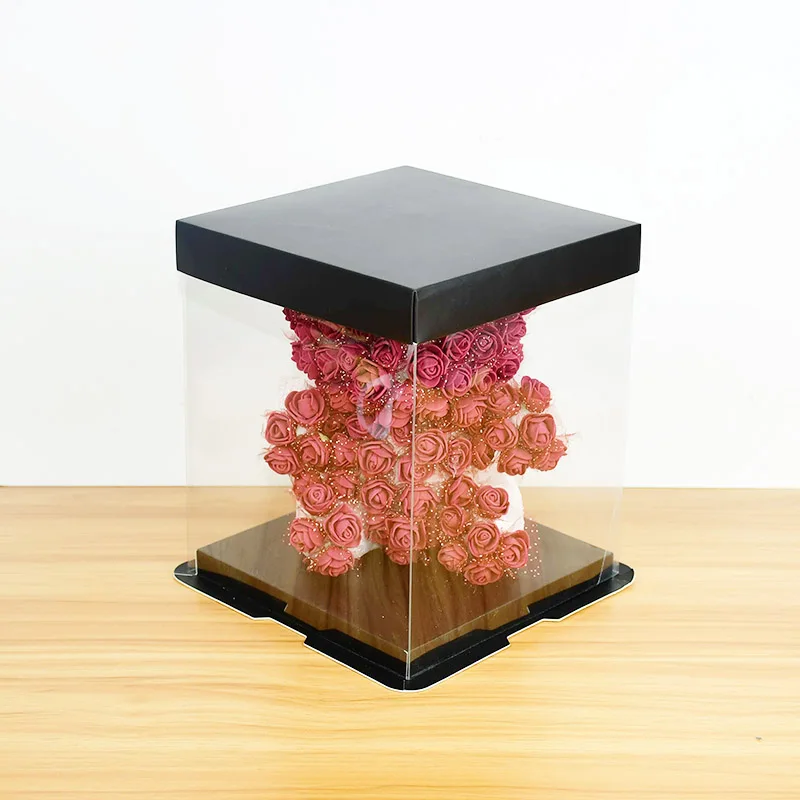 Transparent Gift Box Teddy Bear Rose Flower Gift Box Valentine's Day Wedding Party Decor Birthday Cake Packaging Box Gift Supply