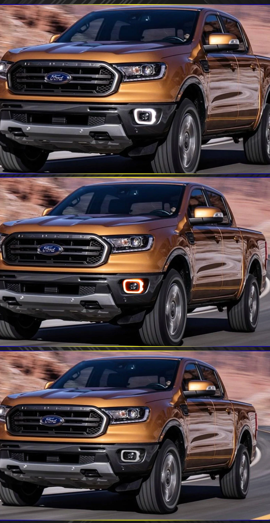 Светодиодный Drl для Ford Ranger- Led drl с желтым сигналом противотуманная фара крышка Ranger дневной свет