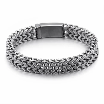 

316 Stainless Steel Link Chain Bracelets For Men Rhinestone Charm Trendy Mesh Chain Bracelets Male Birthday Gifts