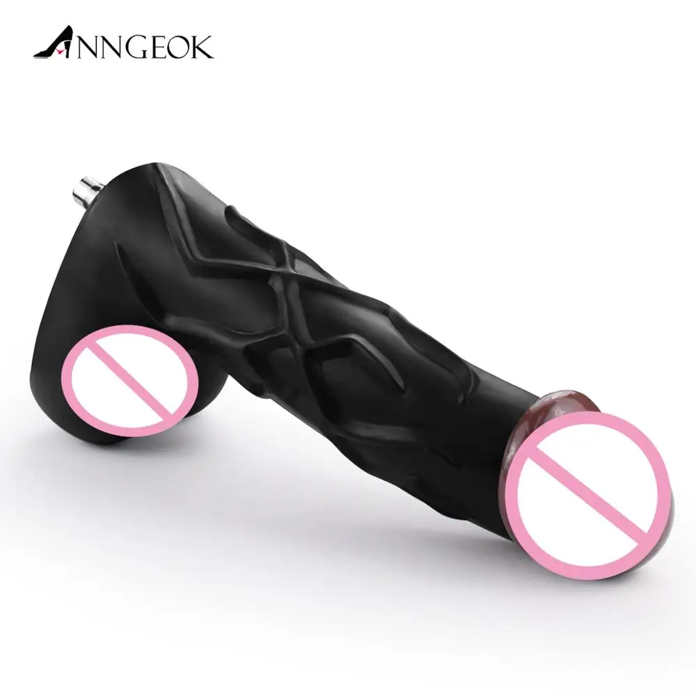 ANNGEOK Huge Long Sex Machine Dildo Attachments Black Realistic Thick Men Penis Sex Toy Machine Gun Accessory AN-S10