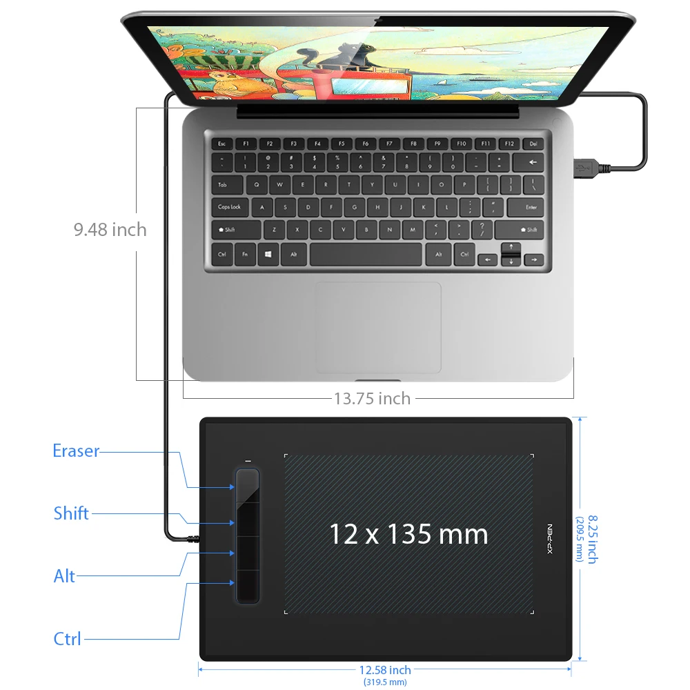 XP Pen Star G960 Графический планшет для рисования цифровой Micro USB арт графический ручка