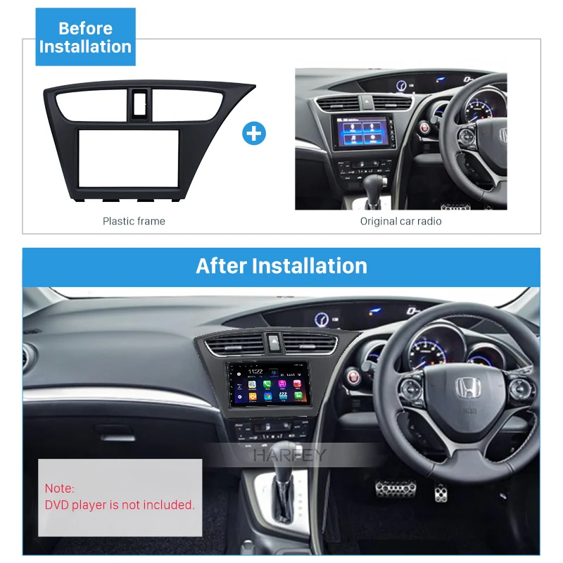 Harfey Автомобильная магнитола для Honda Civic Европейская 2012- RHD 2 Din стерео установка приборной панели адаптер высокого качества