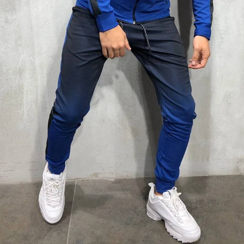 blue pant HEFLASHOR спортивный костюм на молнии, мужской комплект, спортивный костюм из 2 предметов, Мужская одежда, толстовки с капюшоном, куртка и штаны, спортивный костюм для мужчин - Цвет: blue pant
