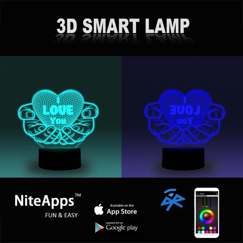 NiteApps 3D мальчик и девочка любовь ночник настольная Иллюзия украшение лампа подарок на день рождения приложение/сенсорный контроль