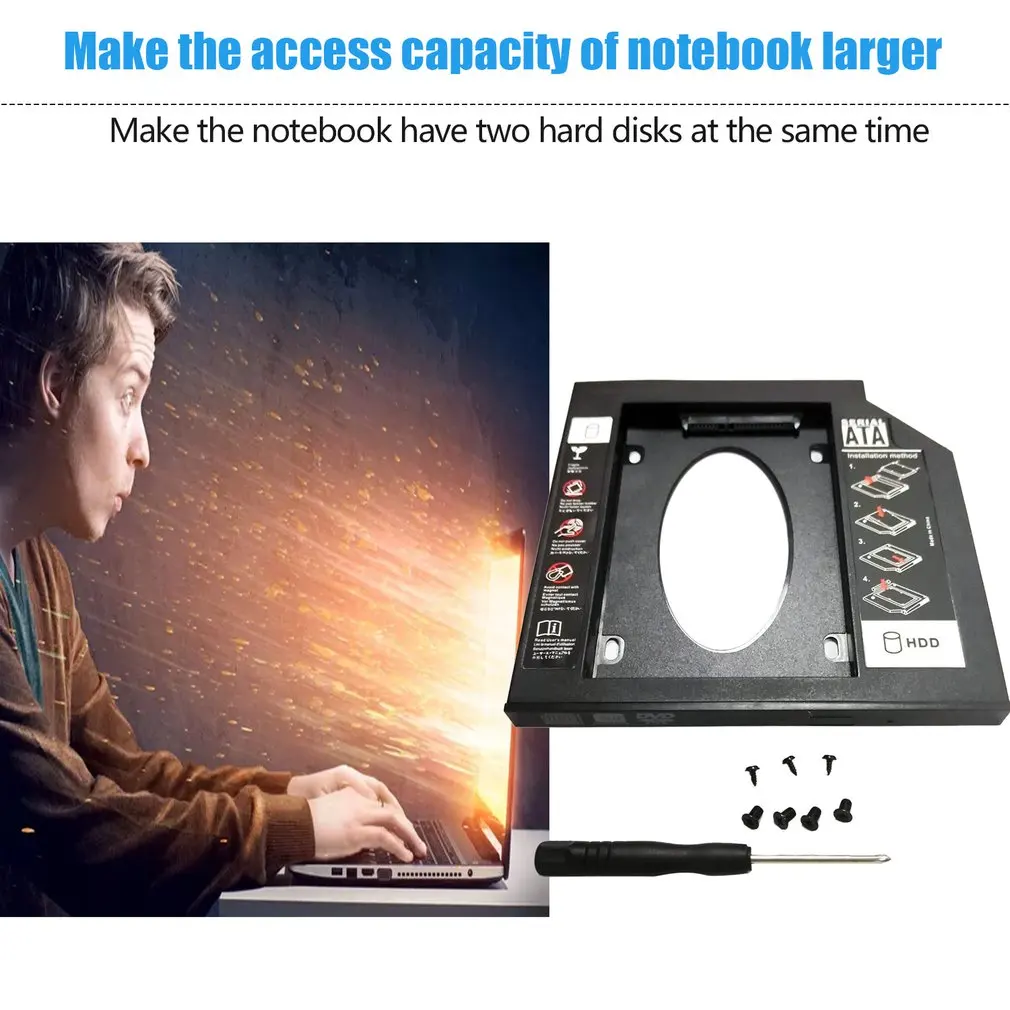 Ноутбук Pc Cd драйвер слот Hdd Ssd держатель кронштейн пластиковый Sata жесткий диск Оптический отсек с отверткой