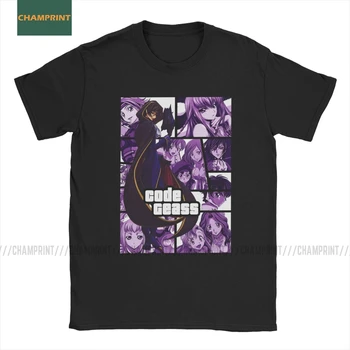 

Code Geass Collage T Shirts Men's T-Shirts O Neck Lelouch Rebellion Anime Britannia Manga CC Suzaku Tee Shirt Short Sleeve