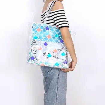 

Clear Shoulder Bag Beach Handlebag Summer Candy Color Tote Reusable Shopping Bag Travel Storage M5TE