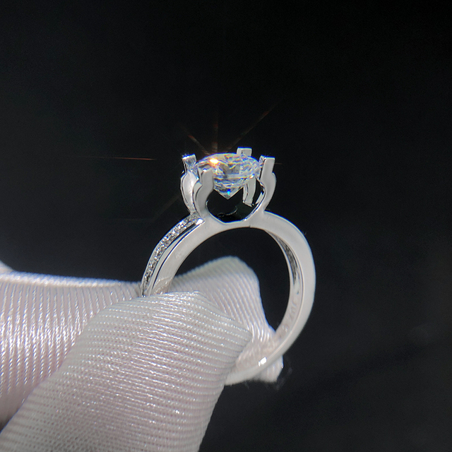 Diamond Rings For Women Zircon Charms Bridal White Gold Engagement Promise Ring Trendy Korean Marriage Jewelry Wholesale