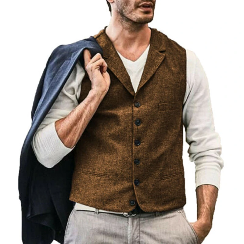 Ga trouwen vergeven Reflectie Mannen Vest Tweed Vest Vintage Bruiloft Visgraat Wol Vest Business Vest  Jacket Casual Slim Fit Gilet Homme Vesten| | - AliExpress