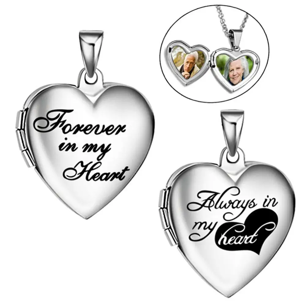 Forever In My Heart stainless steel Love Locket Necklace That Holds Pictures Photo for Women Girls | Украшения и аксессуары