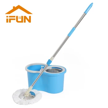 

iFun floor mop spin mop floor cleaner and reinforced bucket system with 2pcs extra mop head