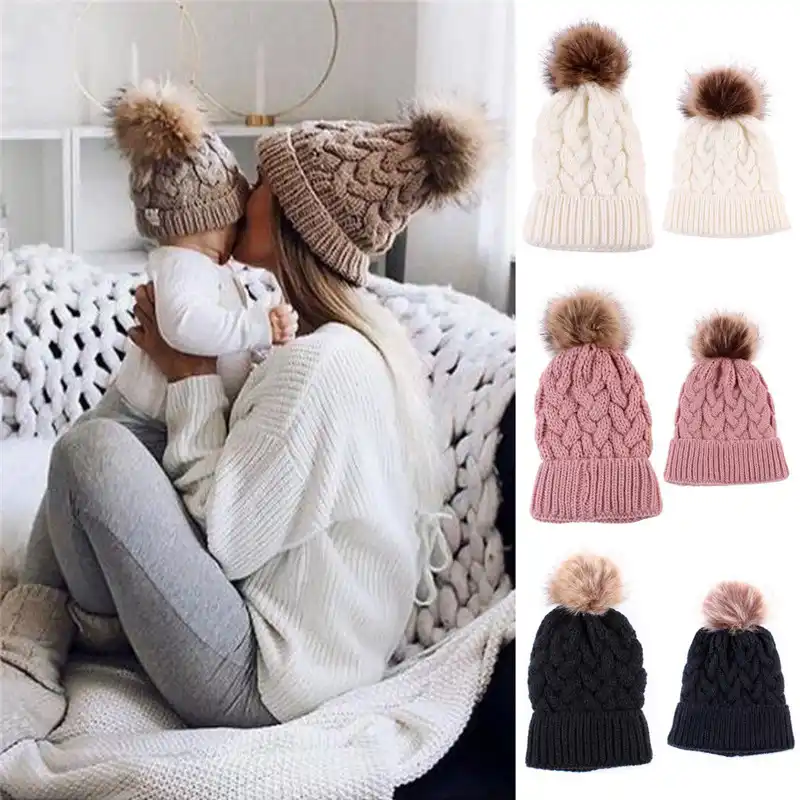 Family matching bobble hats Clearance