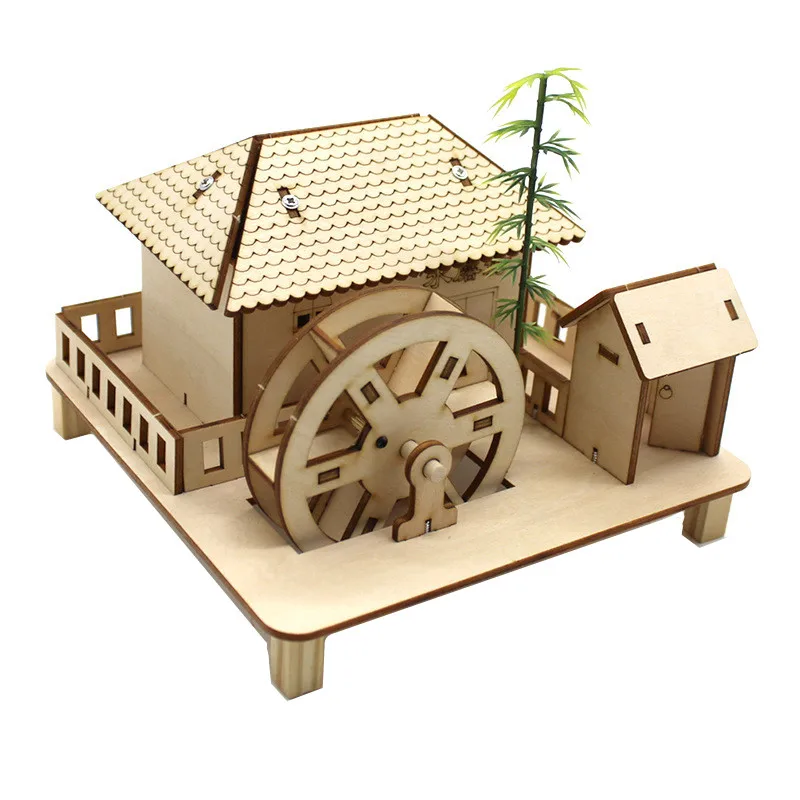 3D Wooden Puzzles DIY Assembly House Tree Water Mill Architectural Model Children's Educational Toys Kids Boys Birthday Gifts world famous architectural landscape the paper puzzle 1000 pieces ersion paper jigsaw puzzle adult children s educational toys