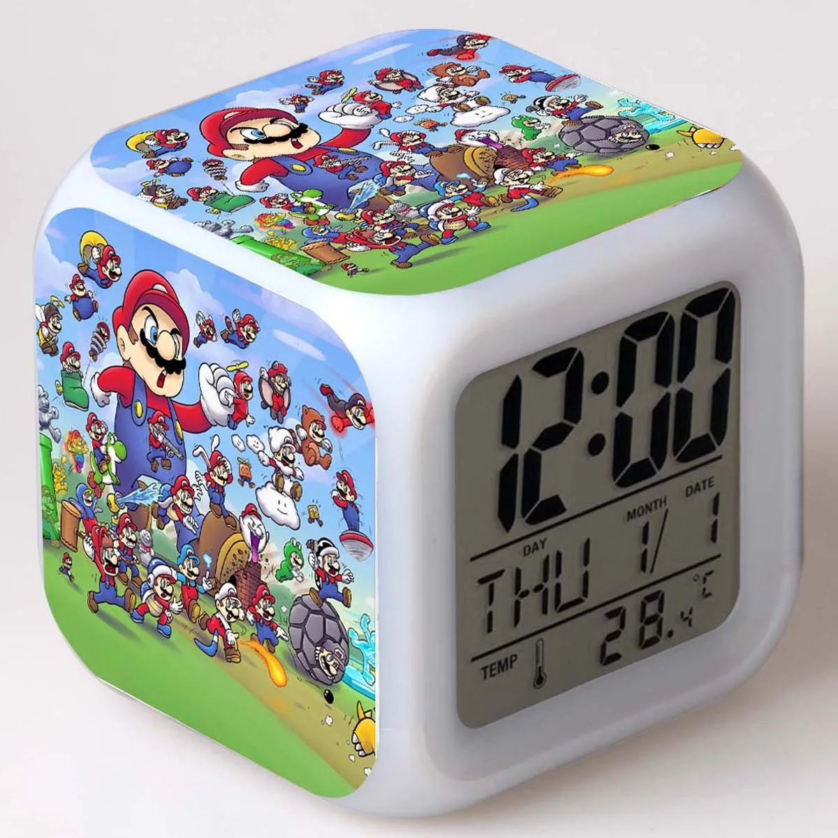 Лучшие продажи продуктов детский будильник светодиодный Изменение цвета освещения Super Mario Bros цифровые часы детские игрушки wekker reveil - Цвет: 20