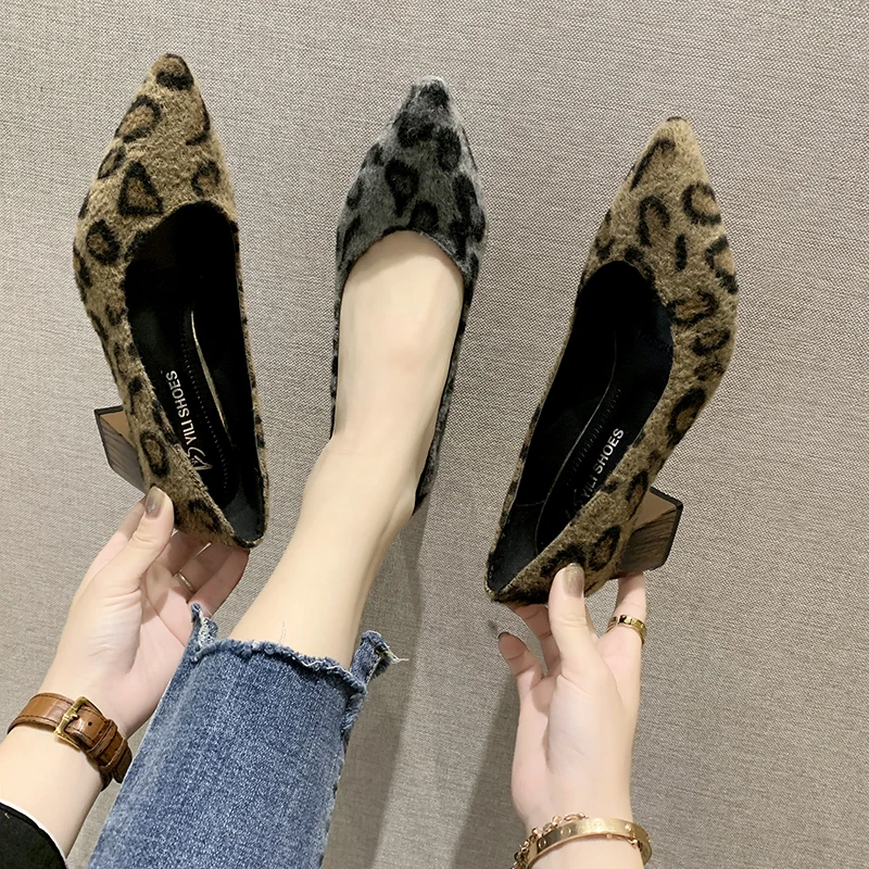

Spring Autumn Women High Heels 6cm Lady Suede Pointed Thick With Autumn Pointed Single Shoes Female Sandals Fashion Party Pumps