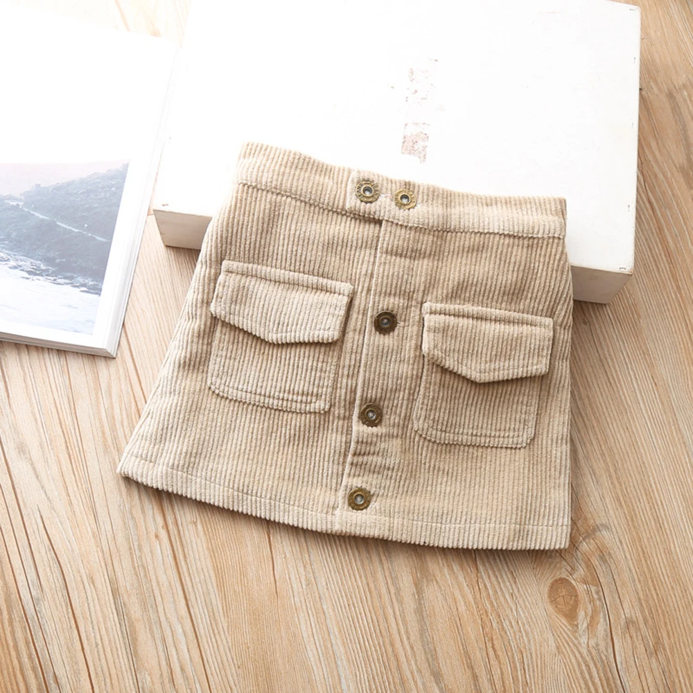 K06264Khaki Welaken/юбки для девочек; Новое поступление года; Брендовая детская одежда; сезон осень-зима; Однотонная юбка; Верхняя одежда на пуговицах; трапециевидные юбки для девочек - Color: K06264Khaki
