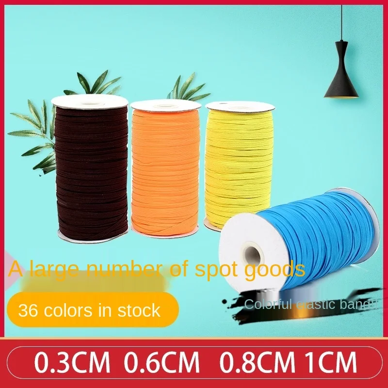 

Factory Wholesale 3/6/8/10mm Color Elastic Band Flat Narrow High Ribbon Fold Over Mask Lanyard Sewing Accessories Cloth Face