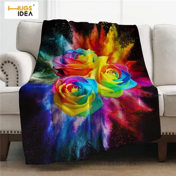 

HUGSIDEA Rose Pattern Sofa Blanket Spring Keep Warm Polyester Flower Print Super Soft Flannel Fleece BlanketThrow Blanket