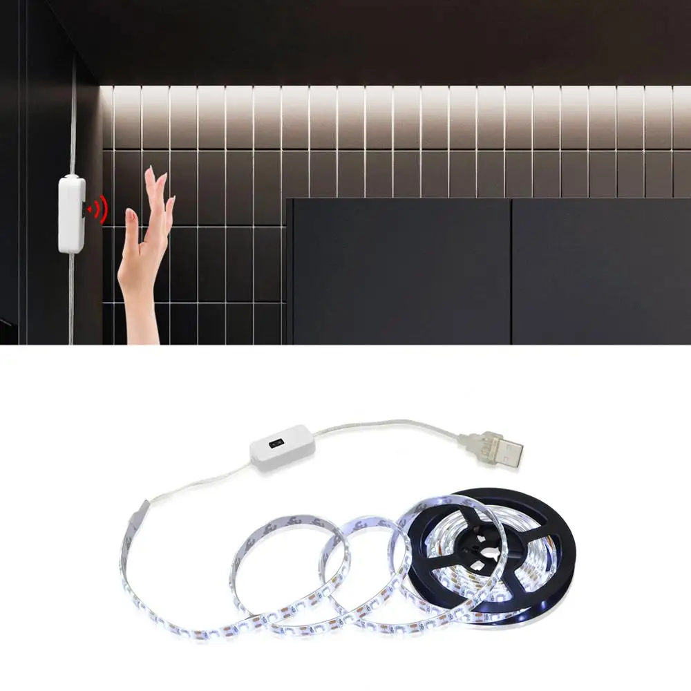

Hand Motion Sensor LED Cabinet light Kitchen lamp Strip USB 5V Sweep Smart Switch For Closet Bedroom Home Decoration Night light
