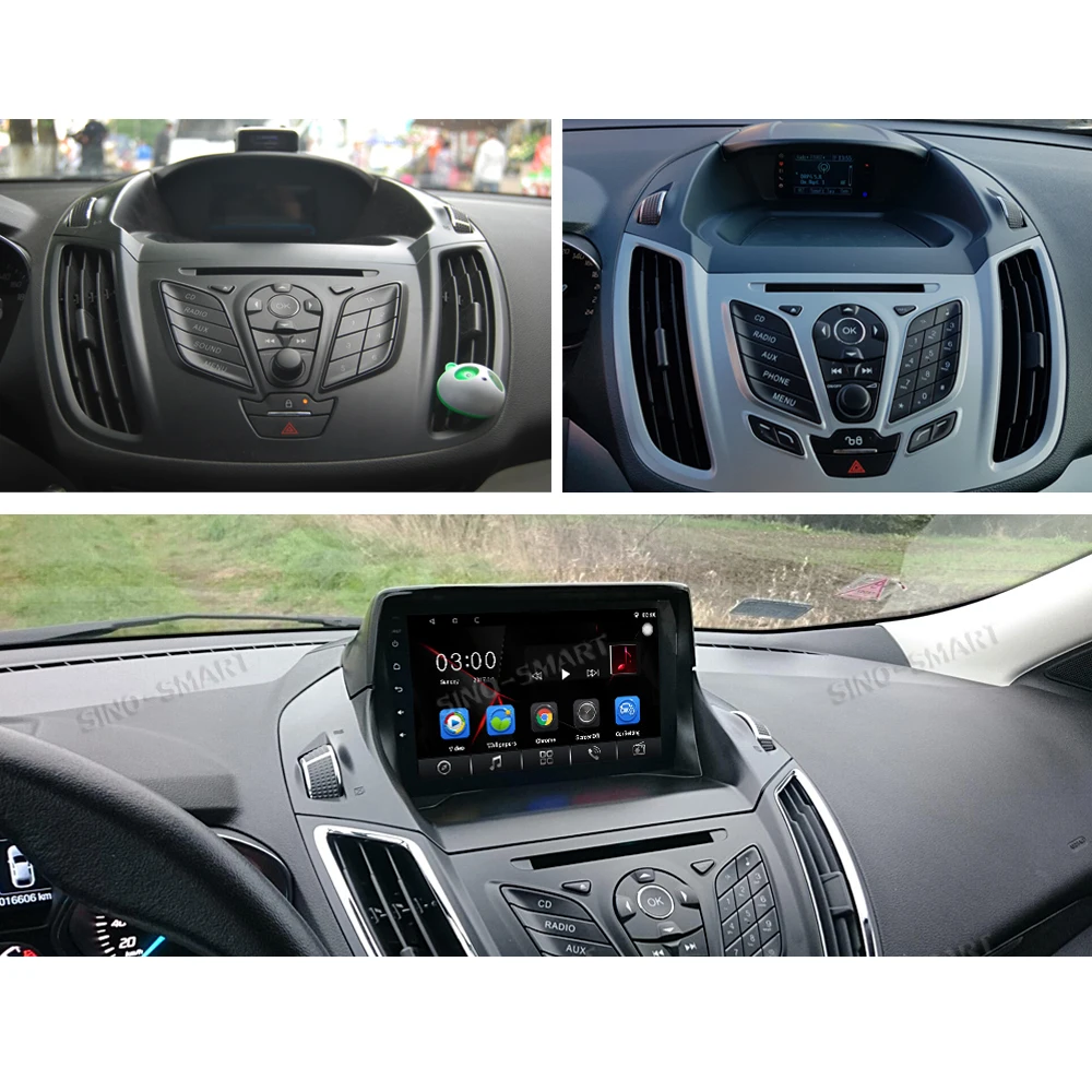 Flash Deal SINOSMART 2.5D IPS/QLED 1G/2G Car GPS Navigation Player for Ford Kuga Escape C-Max 2013-2015 32EQ DSP, 4G SIM Card Slot Optional 3