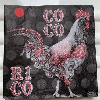 

20 vintage table christmas napkins paper tissue cute animal cock craft decoupage wedding kid birthday party serviettes decor