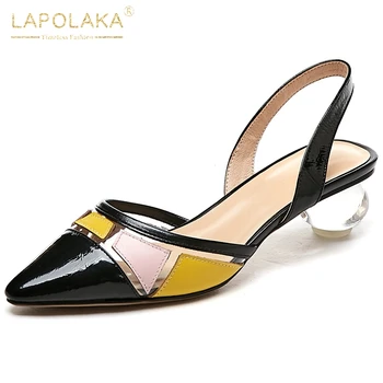 

Lapolaka 2020 Hot Sale Genuine Cow Leather Strange Style Fashion Sandals Woman Shoes Pointed Toe Slip On Summer Shoes Women