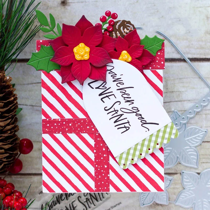 С изображением рождественского цветка, Подарочная коробка металлический Трафаретный вырубной штамп калейдоскоп для скрапбукинга и открыток «сделай сам» для изготовления товары для декоративного рукоделия, Новинка