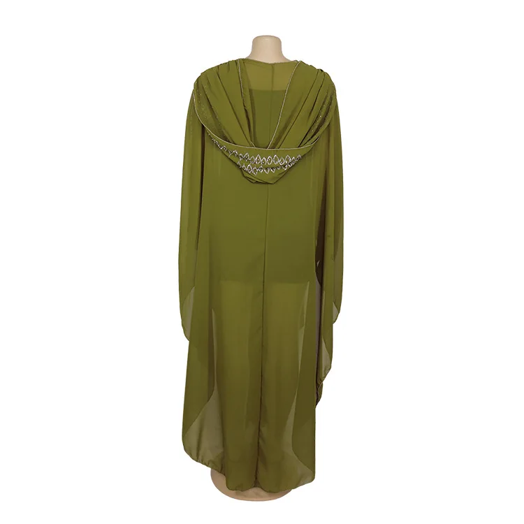 DOIB African Dresses for Women Chiffon Plus Size Dashiki Diamond Beads Boubou African Abaya Dubai Muslim Dress Robe