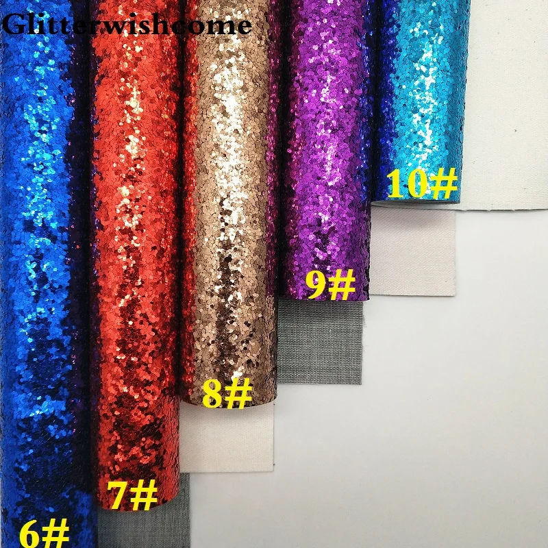 Винил Glitterwishcome размера A4 21 х29 см для бантов однотонная плоская блестящая кожаная