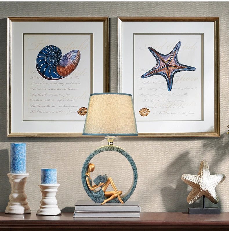 Lâmpada de Mesa Moderna Menina Estátua Leitura Tecido Abajur Lâmpadas Cabeceira Quarto Estudo Escritório Candeeiros Mesa Decoração Iluminação d Led Luz 9 Home & Garden