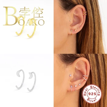 

BOAKO Mini Moon Hook Earrings For Women 925 Silver Earrings Fashionable Cute Earrings Jewelry Zircon Pendientes Brincos Aretes