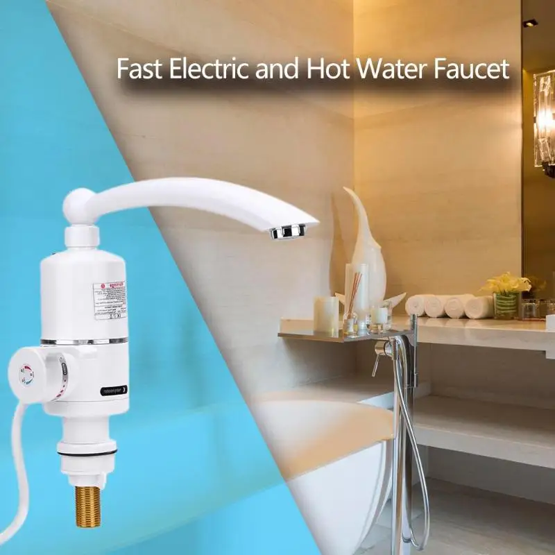 220V 3000W Portable Kitchen Electric Quick Heating Hot Water Tap Instantaneous Faucet Cold Water Dispenser Heater Dropshipping