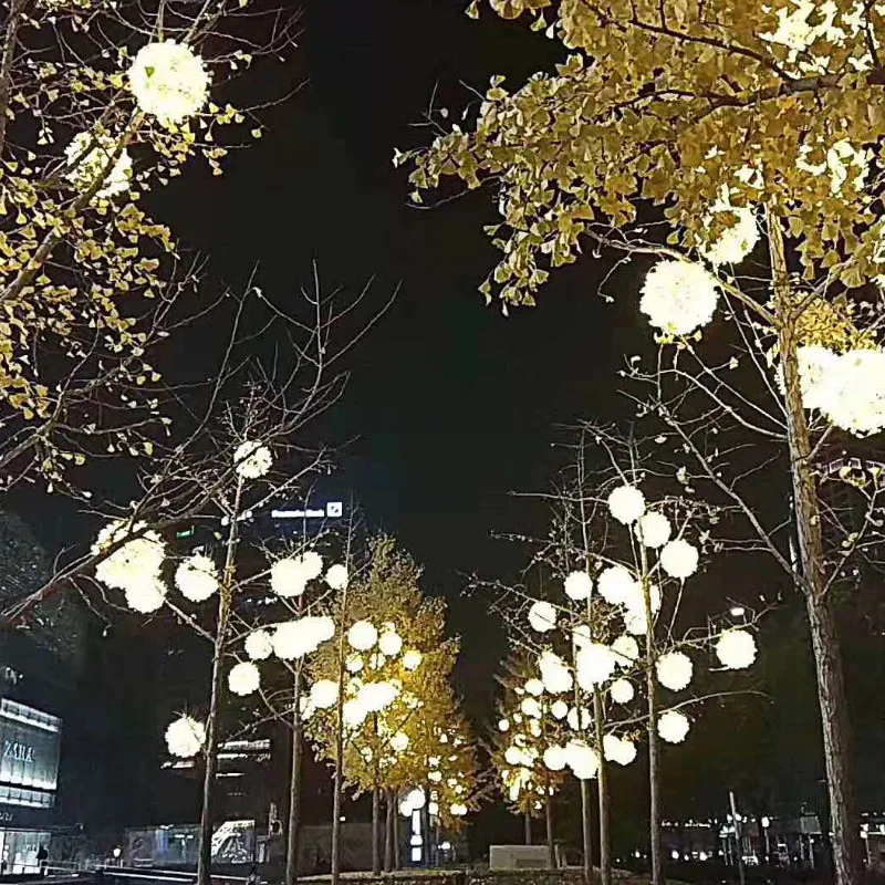 6 шт. светодиодный светильник с подвесным елочным шаром, светящиеся водонепроницаемые наружные Ландшафтные светильники газонный мяч, праздничное украшение, Парковая площадь 220 В