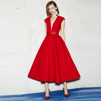 

Verngo A Line Evening Dress Short Elegant Prom Dress Red Stain Party Gowns Simple Formal Dress Abiti Da Cerimonia