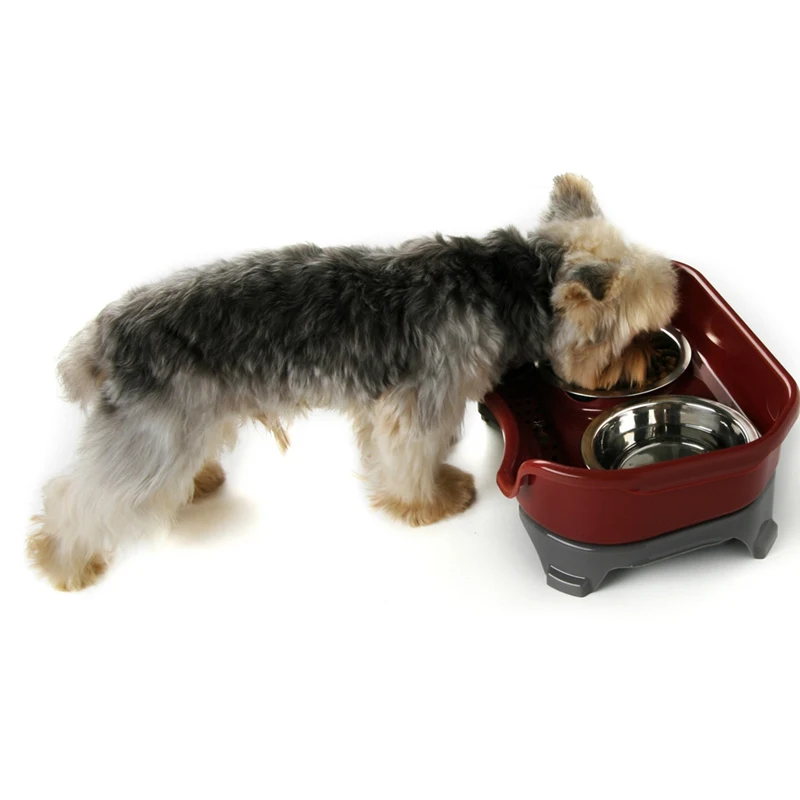 Dog Feeder Drinking Bowls for dogs Cats Pet Stainless Steel Food Bowl with Proof Baffle Pet Double Bowl alimentador perro