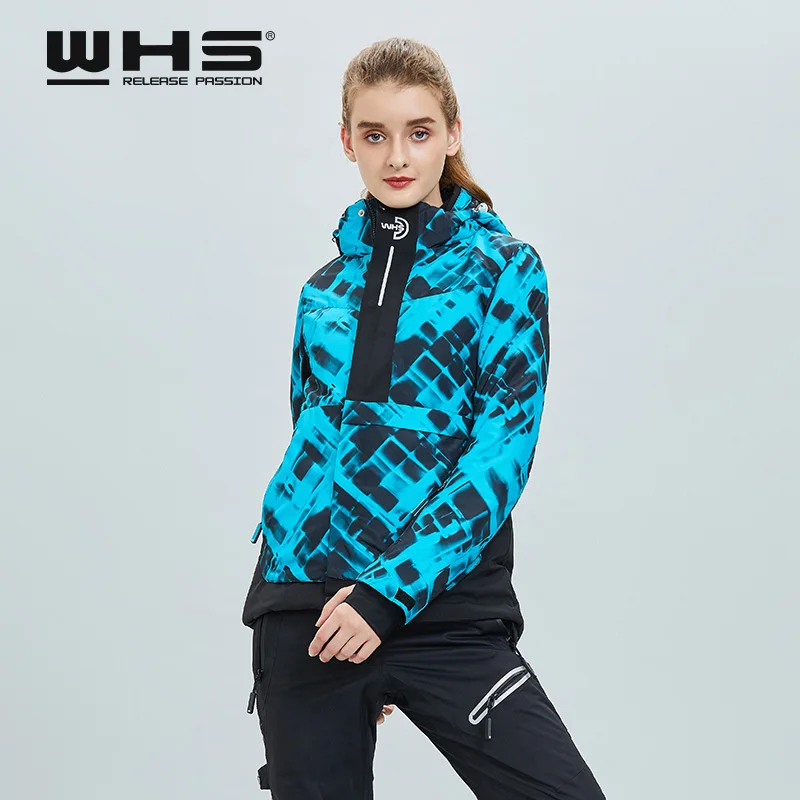 WHS Новинка 2018 года Для женщин Лыжная Куртки ветрозащитный леди теплое пальто