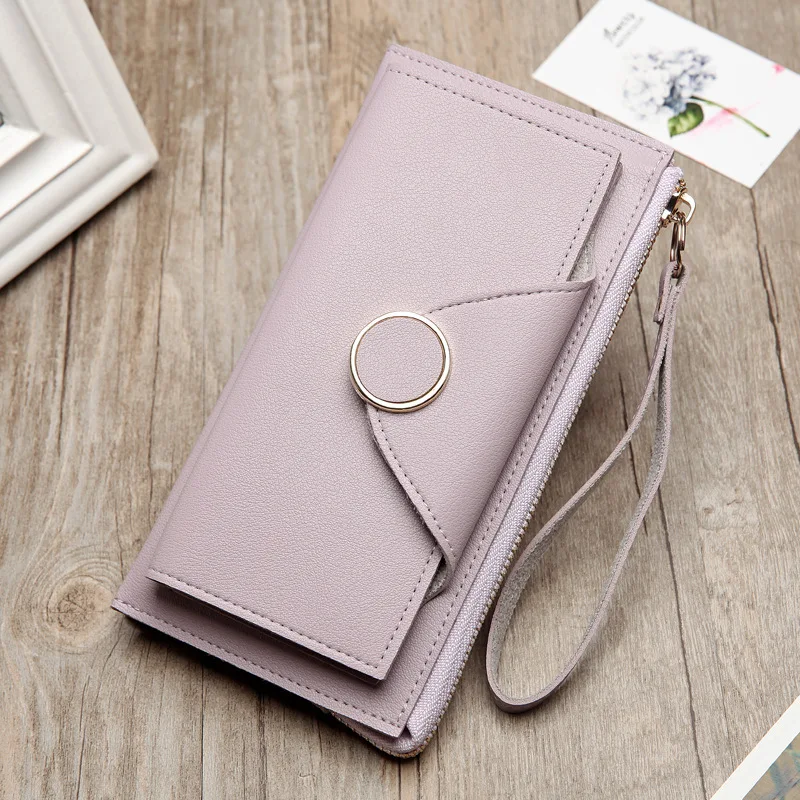 Для женщин мешок денег кошелек Женский Длинные Trifold искусственная кожа Монета