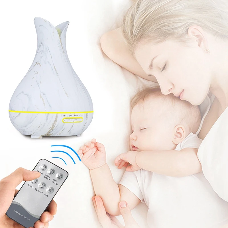 400ML Air Humidifier,Essential Oil Diffuser, Quiet 5-In-1 Humidifier, Natural Home Fragrance Diffuser with 7 LED Color Changing