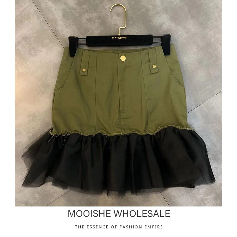 

2019 Autumn New Under The Stitching Lace Yarn Three-dimensional Fluffy Small Woman Bag Hip Skirt