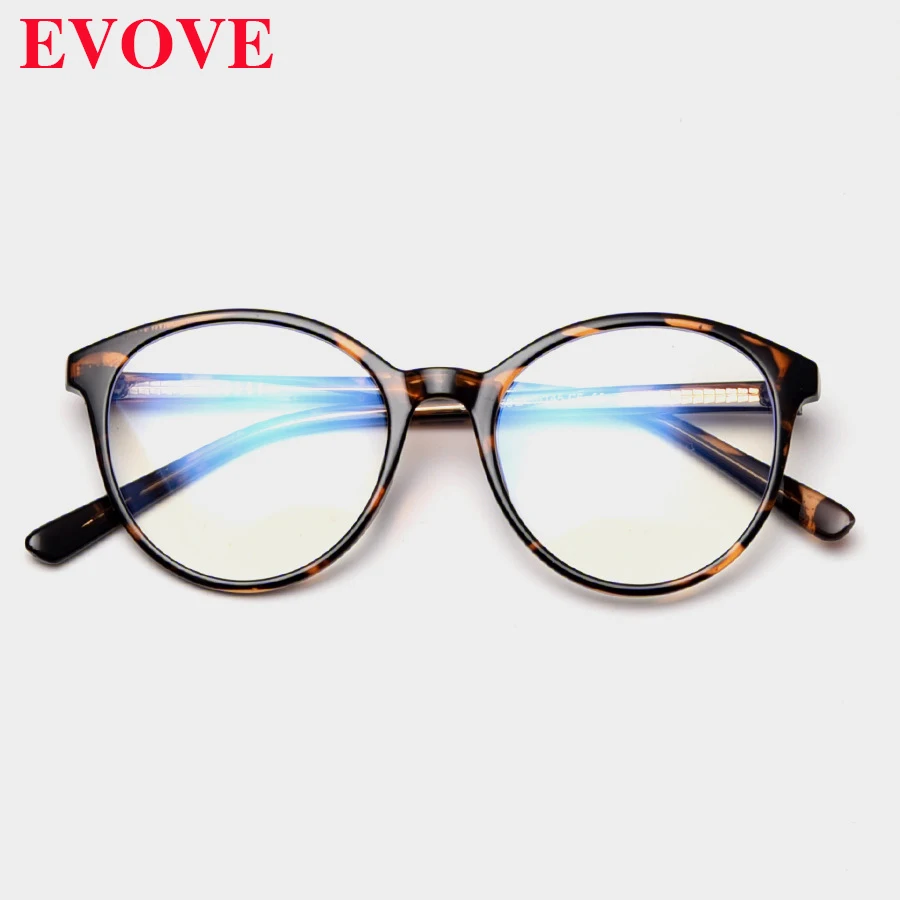 

Evove Computer Glasses Men Women Tortoise Transparent Eyewear Clear Tint Lens Anti Reflection Blue Light Fake Fashion Oval Nerd