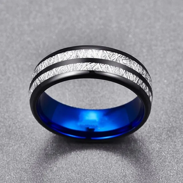 FDLK   Wedding Band 8mm Width Men Women Rings Accessories Black Blue Stainless Steel Rings Couple Anillos Fashion Jewelry 2